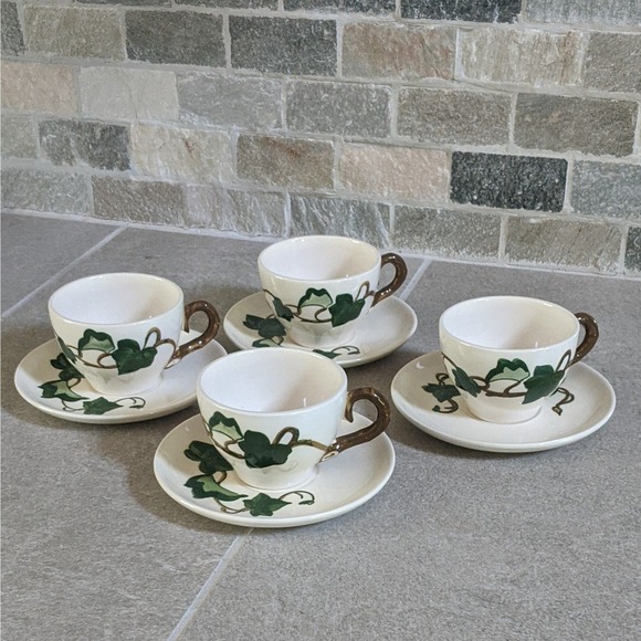 4 Cups & Saucers Poppytrail Ivy Pattern Metlox - Picture 1 of 4